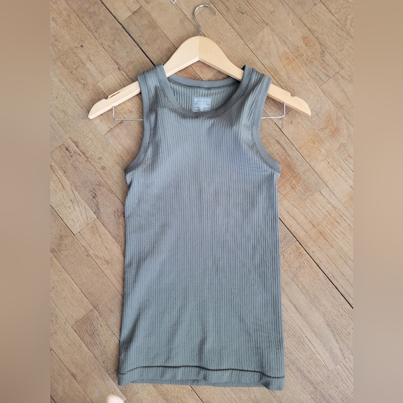 Athleta, Renew Ribbed‎ Tank Top, Sleeveless Crew Neck, Olive Green , Size XS - Picture 1 of 8